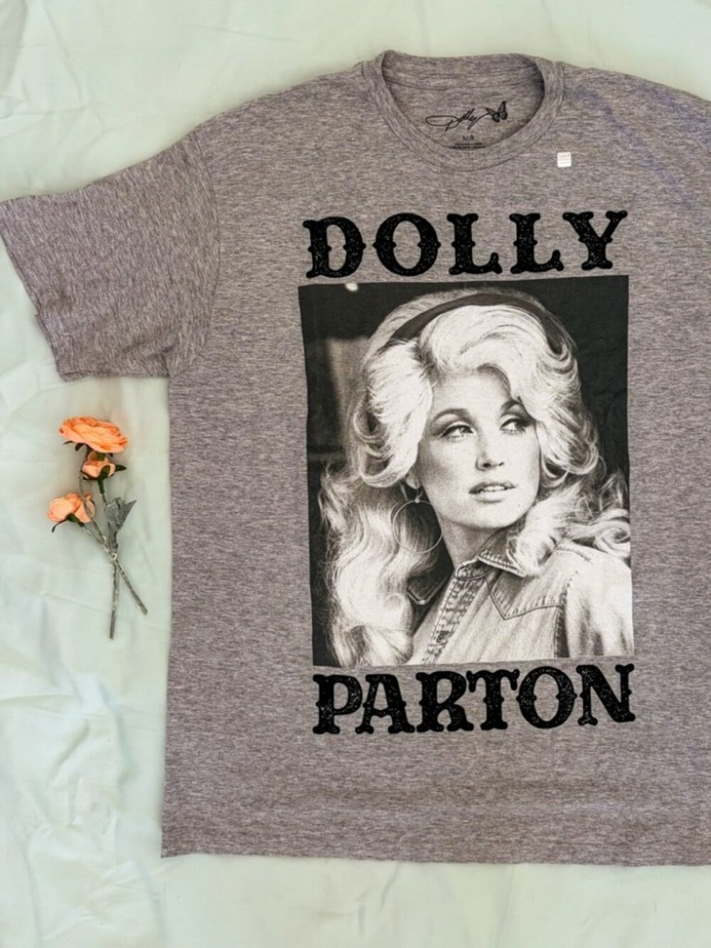 Dolly Parton Graphic T Shirt Gray Unisex Size L Country Music Band Tee